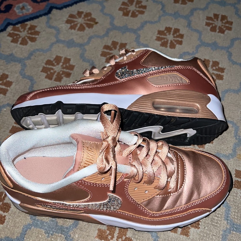 Custom Rhinestoned Rose Gold Nike Air Max Sneaker’s - Picture 5 of 6